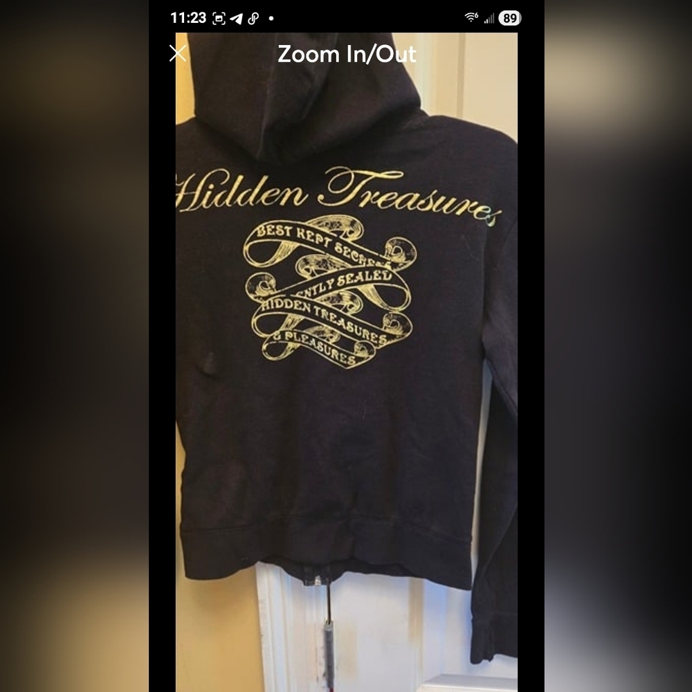 Romeo & Juliet Couture  Black Jacket Womens with Gold Accents Zip Up Hoodie Y2K - Picture 4 of 4